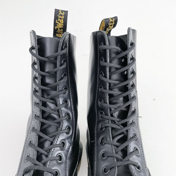 Dr. Martens Black 1490 Smooth Leather Mid-Calf Lace Up Combat Boot Womens Size 9 - Picture 4 of 12